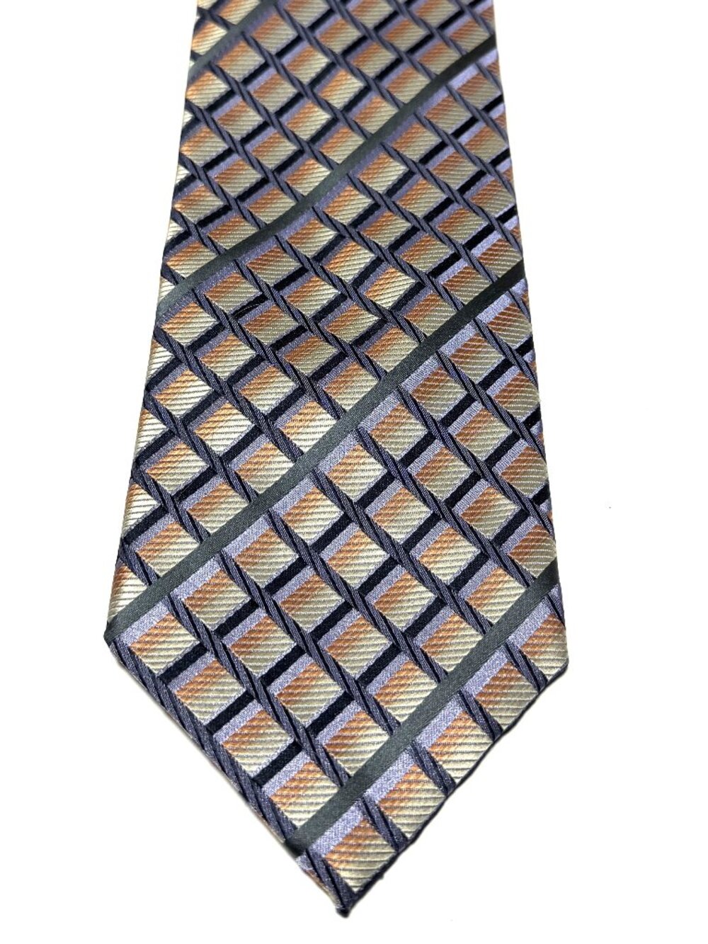 Giorgio Brutini Geometric Pattern Men’s Tie Gold Blue Black